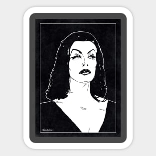 VAMPIRA - Plan 9 From Outer Space (Black and White) Sticker